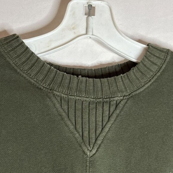 Aerie Down To Earth Crewneck Distressed Sweatshirt Women's Size XS Olive Green - Picture 4 of 16